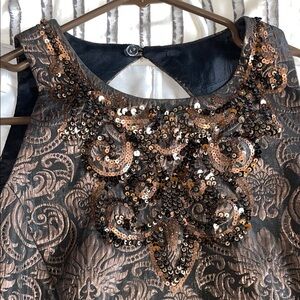 Maggy London Black and bronze brocade Dress